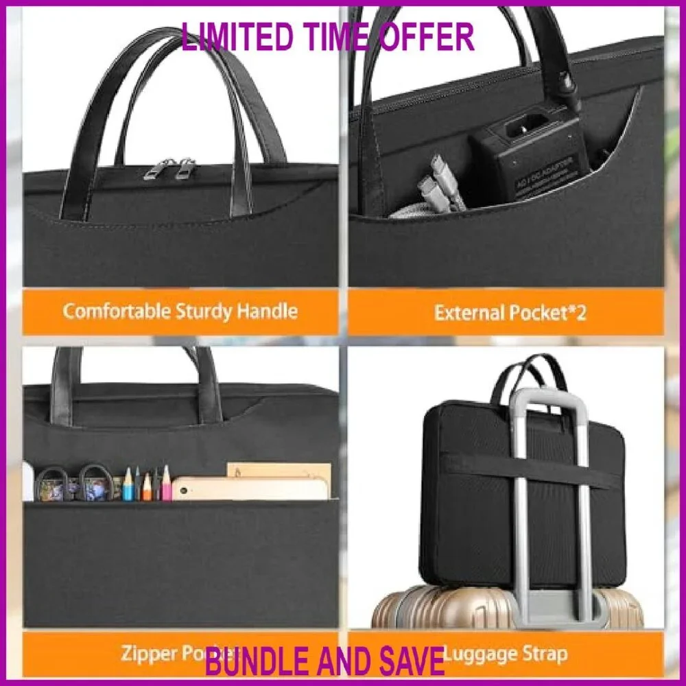 15.6 Inch Laptop Bag with 13 Pockets Water-Repellent Fabric Durable Case